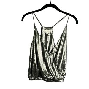 By the Way Silver Metallic Halter Strappy Wrap Style Top Size XS